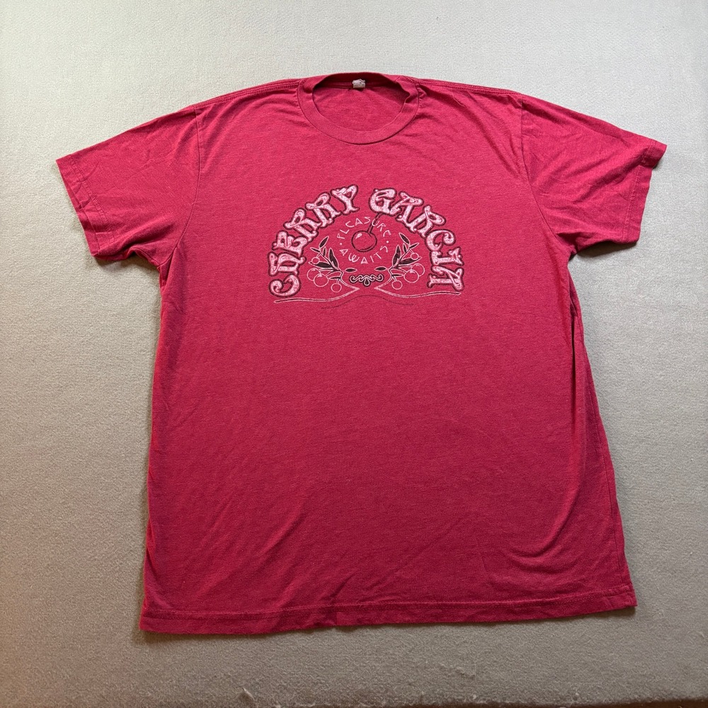 Ben & Jerry's Cherry Garcia Mens L Red Graphic T-Shirt Ice Cream Foodie Y2K